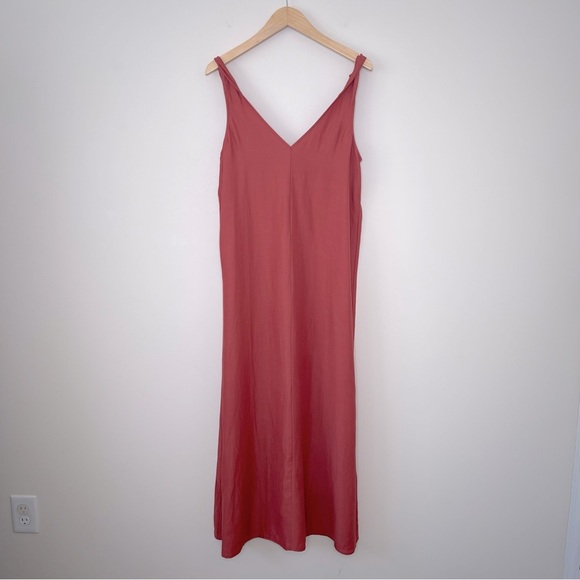BA&SH Polly Twist Shoulder Satin Maxi Dress linen blend vacation summertime - Picture 8 of 13